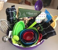 "This is just one of the many free raffle prizes the moms-to-be might win. And, what a wonderful cookbook!"