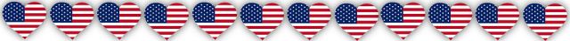 row of american flag_hearts