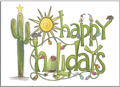 happy holidays cactus