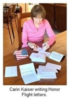 Carin K writing honor flight letters