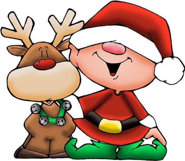 boy and reindeer holiday clipart